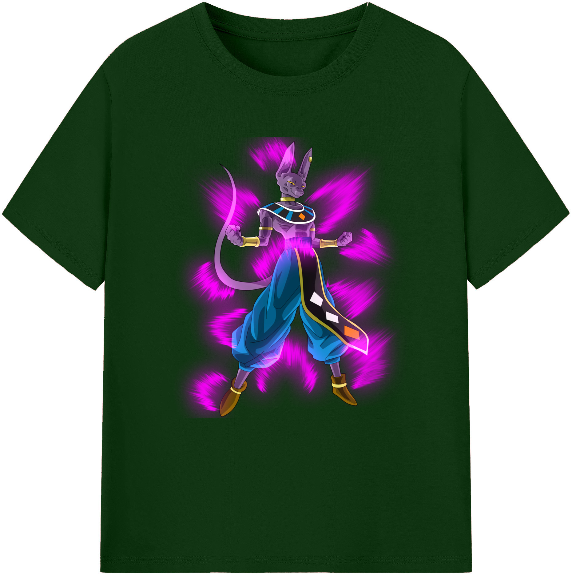 （画像用） ドラゴンボール ビルス 破壊神ビルス DRAGON BALL Beerus Birusu 綿100％半袖Tシャツ（フロントプリント）